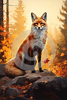 Golden Fox: A Warm Rendition of Nature\'s Beauty in Pyro Colors