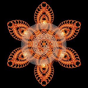 Golden fractal bonfire flower ornament