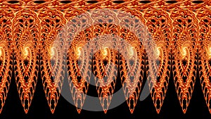 Golden fractal bonfire flower ornament