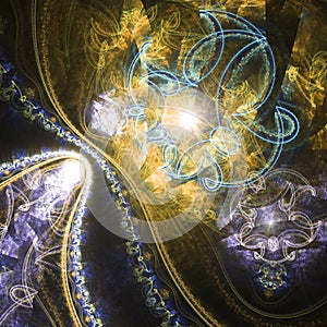 Golden fractal steampunk design