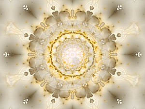 Golden fractal sun shaped mandala