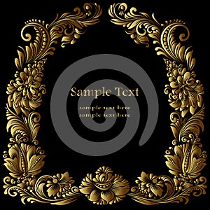 Golden frame with flowers ornament