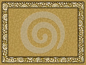 Golden frame with flowers and paper background