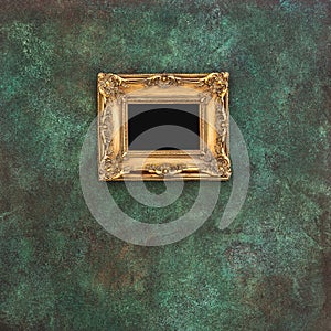 Golden frame grungy wall background