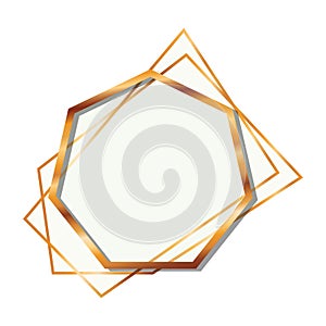 Golden frame heptagon isolated icon