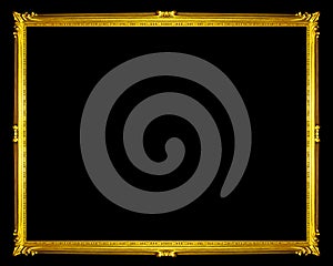 golden frame isolated on black background, clipping path.