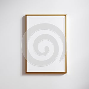 Golden frame mockup close up, 2x3 paper ratio with passepartout photo