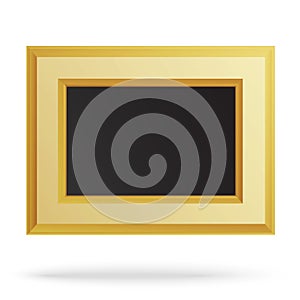 Golden frame for painting or picture isolated on white background