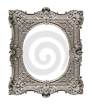 Golden frame for paintings, mirrors or photo isolated on white background. Design element with clipping path