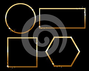 Golden Frame Set With Isolated Black Background