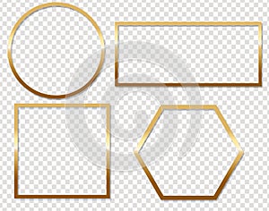 Golden Frame Set With Isolated Transparent Background