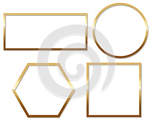 Golden Frame Set With Isolated White Background