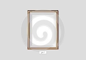 Golden frame on the wall. Vector EPS10 illustration. Wall frame mock-up.