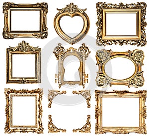 Golden frames. baroque style antique objects