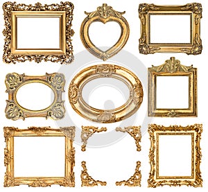 Golden frames. baroque style antique objects photo