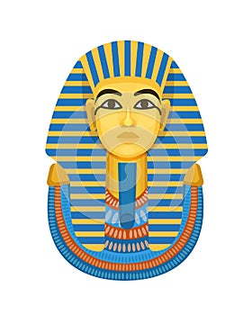 Golden funerary mask, bust of pharaoh of ancient Egypt, Tutankhamen. photo