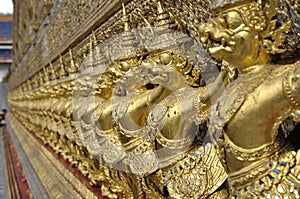 Golden Garuda Row Thailand Sculpture