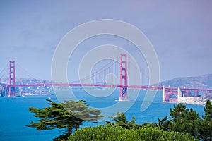 Golden Gate Bridge as seen from the coastal trail, California