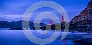 Golden Gate Bridge at blue hour