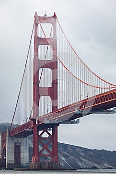 Golden gate bridge covered by cloud