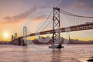 Golden Gate Bridge and downtown San Francisco in USA