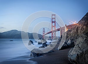 Golden Gate Bridge at dusk