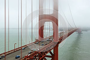 Golden Gate Bridge in fog , San Francisco
