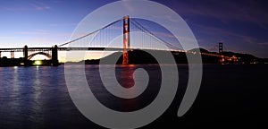 Golden Gate Bridge, Fort Point at sunset