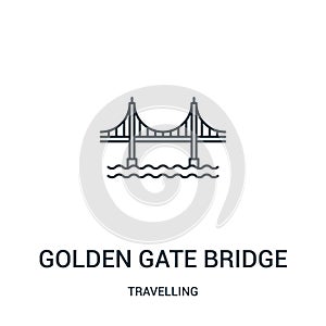 golden gate bridge icon vector from travelling collection. Thin line golden gate bridge outline icon vector illustration. Linear