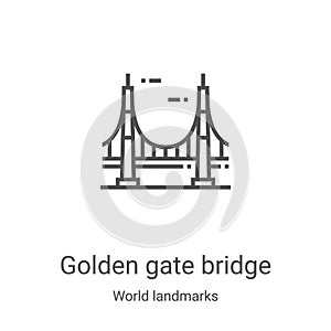 golden gate bridge icon vector from world landmarks collection. Thin line golden gate bridge outline icon vector illustration.