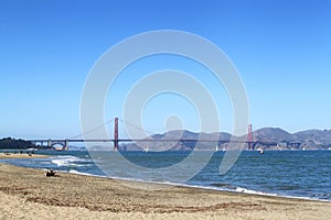 Golden Gate Bridge San Francisco and Crissy Field East Beach, USA