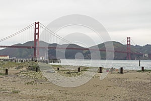 Golden Gate Bridge looking from Crissy Field, San Francisco,USA