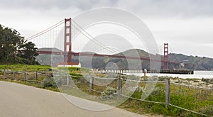 Golden Gate Bridge looking from Crissy Field, San Francisco,USA