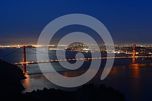 Golden Gate Bridge at night, San Francisco, USA