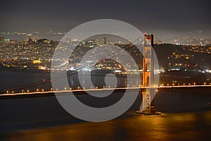 Golden Gate Bridge at night, San Francisco, USA