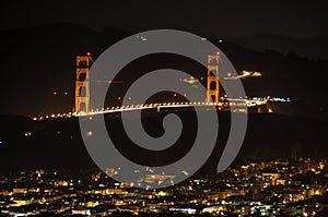 Golden Gate Bridge by night, San Francisco, USA