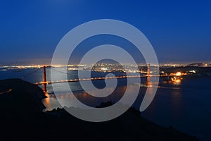 Golden Gate Bridge at night, San Francisco, USA
