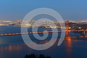 Golden Gate Bridge at night, San Francisco, USA