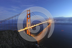 Golden Gate bridge night scene