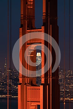 The Golden Gate Bridge North Tower Closeup in the Blue Hour via Hawk Hill
