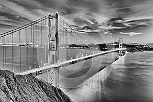 Golden Gate Bridge in San Fracisco City Black and White