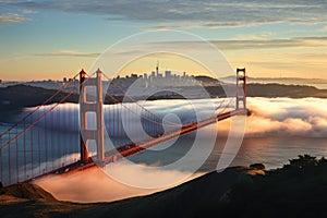 Golden Gate Bridge, San Francisco, California, United States of America, View of Golden Gate Bridge over San Francisco Bay, AI