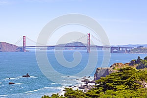 Golden Gate Bridge, San Francisco, California, USA. Wide angle shot