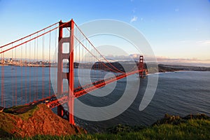 Golden Gate Bridge of San Francisco at evening