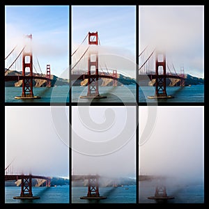 Golden Gate Bridge in San Francisco is getting covered with fog and/or cloud photo