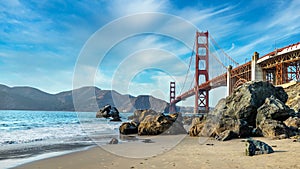 The Golden Gate Bridge in San Francisco is the most famous attraction visited by tourists from all over the world