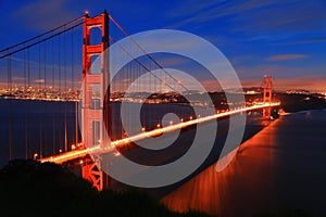 Golden Gate Bridge of San Francisco at night