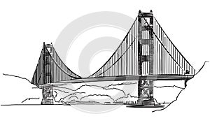 Golden Gate Bridge, San Francisco, Outline Sketch