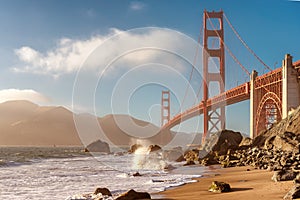 Golden Gate Bridge in San Francisco at sunset