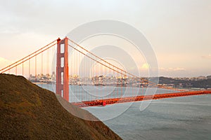 The Golden Gate Bridge in San Francisco at sunset